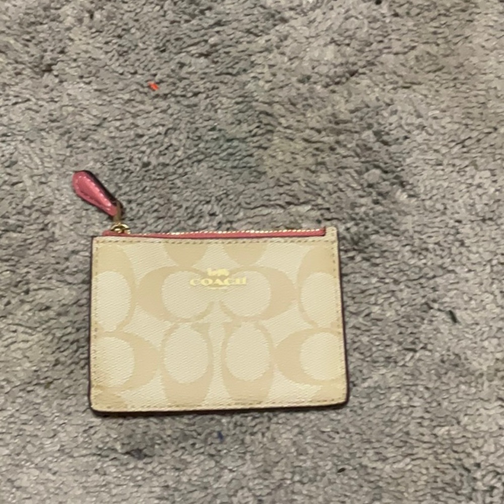 Coach Beige Monogram Coin Pouch